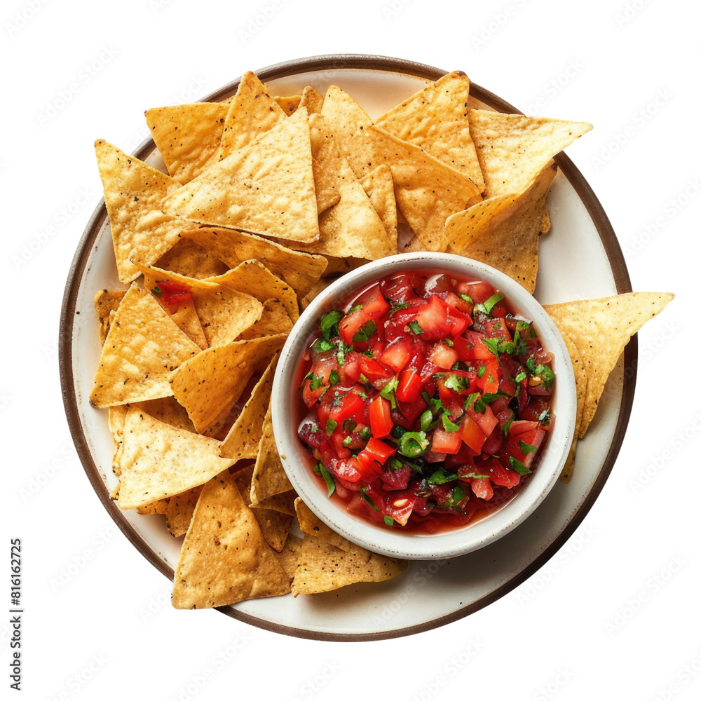 Plate of Chips and Salsa Isolated on a Transparent Background Plate of Chips and Salsa Isolated on a Transparent Background