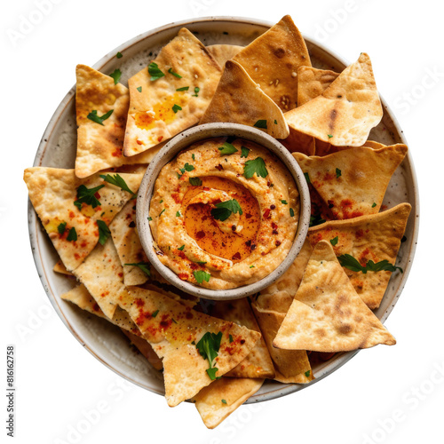 Plate of Hummus and Pita Ch...