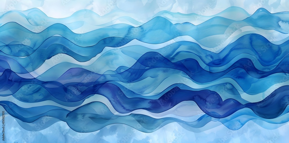 Obraz premium backgrounds ,handcrafted watercolor waves, featuring a calming blue and white pattern,