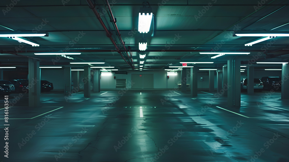 Empty parking garage in modern apartment : Generative AI