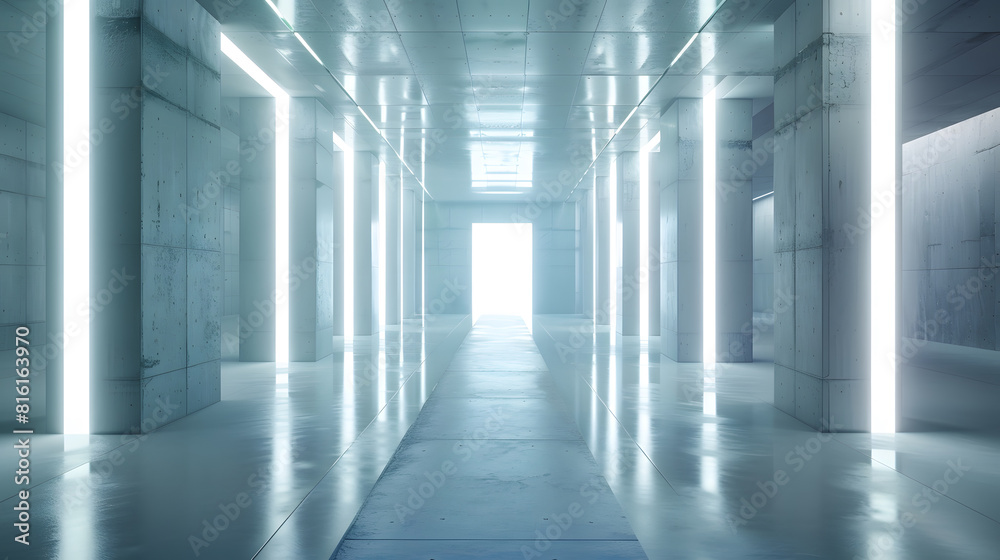 Abstract Futuristic empty floor and room SciFi Corridor With light for showcaseroominteriordisplay productsModern Future cement floor and wall background technology interior concept3d : Generative AI Abstract Futuristic empty floor and room SciFi Corridor With light for showcaseroominteriordisplay productsModern Future cement floor and wall background technology interior concept3d : Generative AI