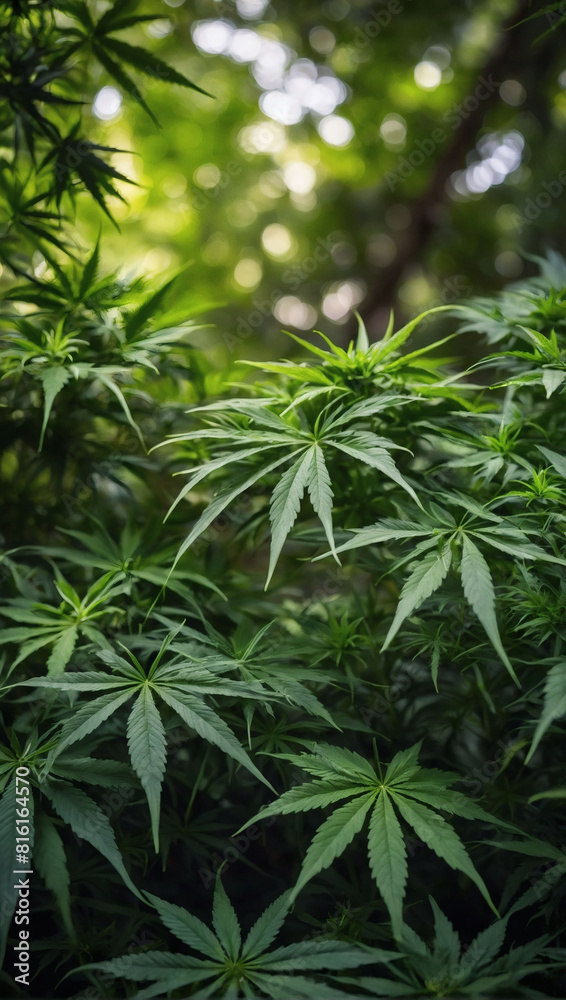 Verdant Canopy, Marijuana Leaves Creating a Green Foliage Background Verdant Canopy, Marijuana Leaves Creating a Green Foliage Background