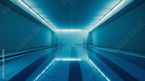 Blue Water of swimming pool with empty lanes   Generative AI