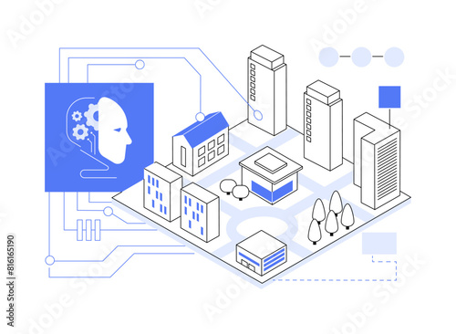 AI-Optimized Urban Planning abstract concept vector illustration.