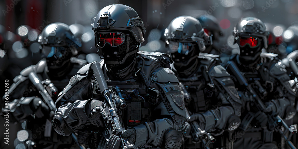 Φωτογραφία Media Portrayal (Gray): Symbolizes the portrayal of police militarization in the