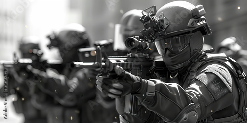 Media Portrayal (Gray): Symbolizes the portrayal of police militarization in the media and popular culture photo