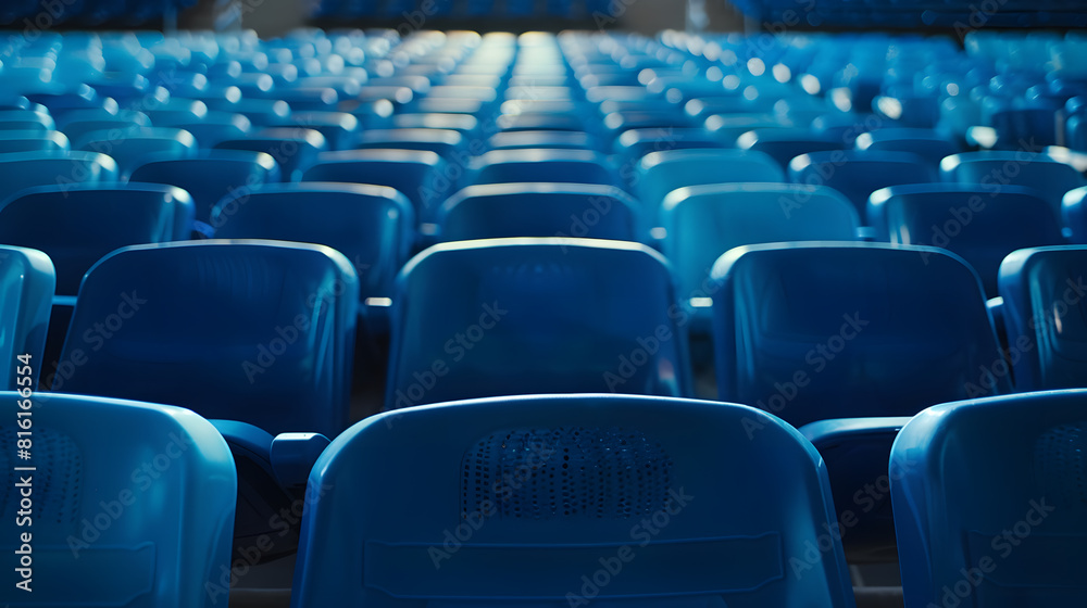 Fototapeta premium Empty blue seats in stadium : Generative AI