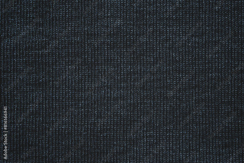 Soft dark blue color jersey fabric pattern close up as background