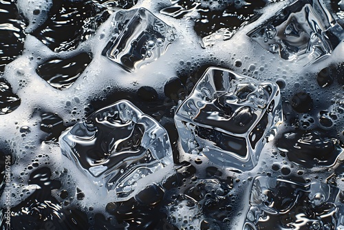 Close up of ice cubes on water surface photo