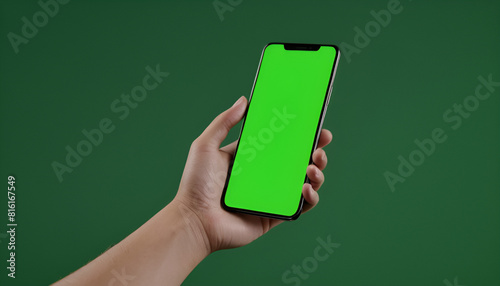 holding a mobile phone phone green screen 