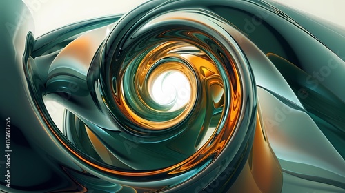 a gold swirl is on a green background Generative AI illustrations