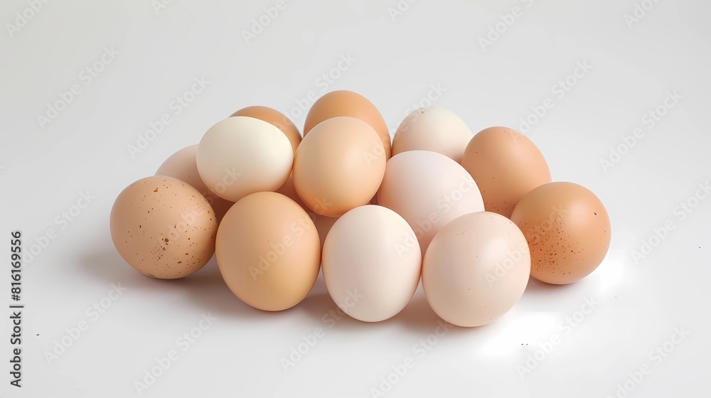 Eggs isolated on a white background, Generative AI illustrations. Eggs isolated on a white background, Generative AI illustrations.