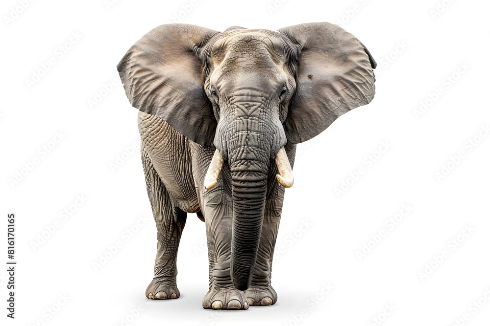 Fototapeta premium Large elephant standing white surface