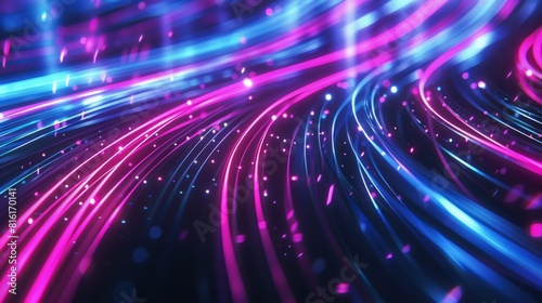 Neon fiber optic lines abstract texture background, abstract speed lines technology background hyper realistic 