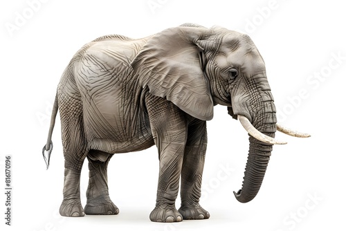 A large elephant standing on a white surface