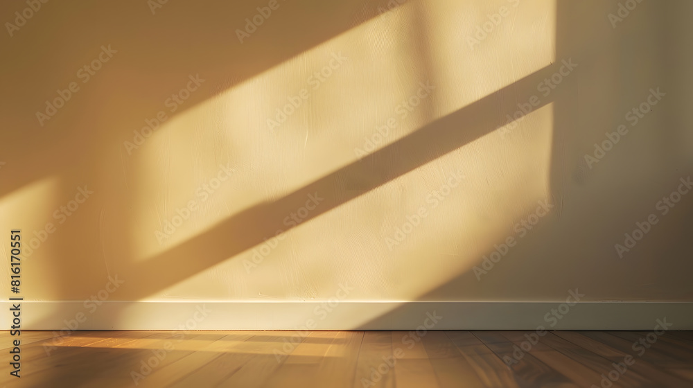 Empty wall with shadow overlay Room with warm light : Generative AI Empty wall with shadow overlay Room with warm light : Generative AI