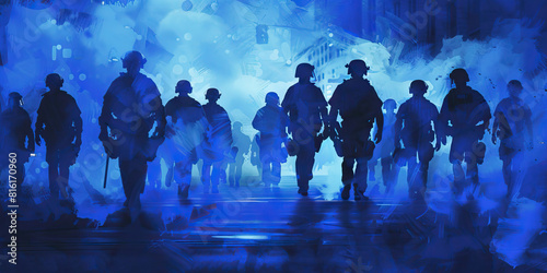 Civil Liberties (Blue): Signifies concerns about the impact of police militarization on civil liberties and constitutional rights photo