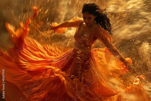 Wallpaper Mural Artistic depiction of a flamenco dancer whose dress flows into a river of lava, creating a scene of fiery passion, Torontodigital.ca