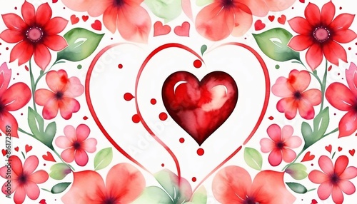 Abstract heart and flower symmetrical pattern with watercolor style, suitable for background World Blood Donor Day,digital illustration created with generative ai.