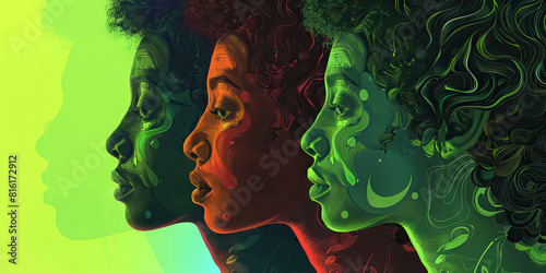 Intersectionality (Green): Symbolizes the interconnected nature of different forms of oppression and discrimination, including those related to reproductive rights photo