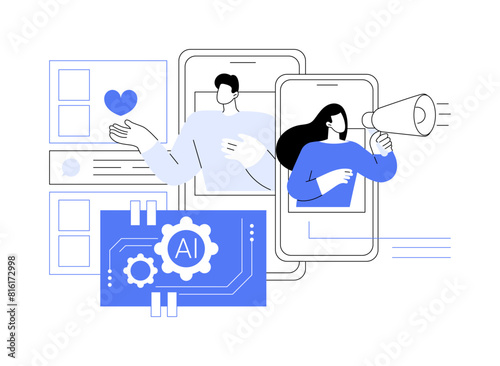 AI-Backed Influencer Identification abstract concept vector illustration.