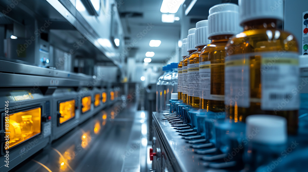 Fototapeta premium Modern Medical Research Laboratory. Advanced Scientific Pharmaceutical Lab for Medicine, Biotechnology Development.