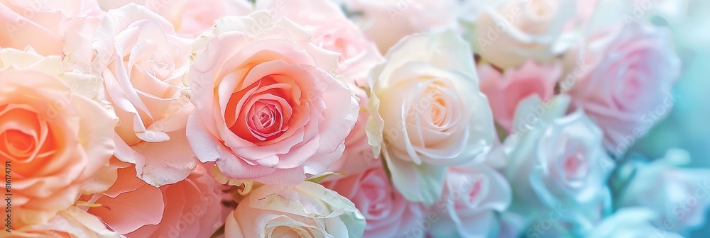Sweet color roses flower in pastel tone with blurred style for background pattern texture Sweet color roses flower in pastel tone with blurred style for background pattern texture