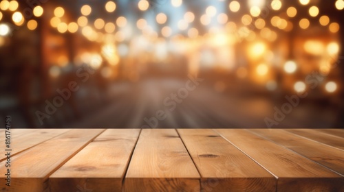 A smooth tabletop set against a vibrant bokeh effect background  perfect for display or montage purposes