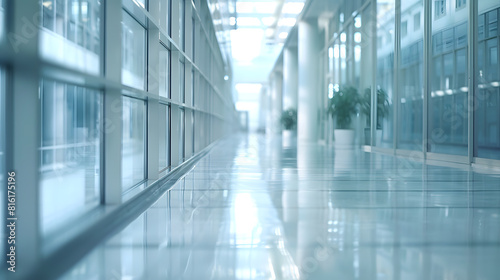 blurred for background office building interior empty hall in the modern office building empty open space office panoramic windows and beautiful lighting   Generative AI