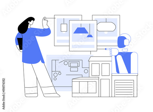 AI-Supported Lighting Design abstract concept vector illustration.