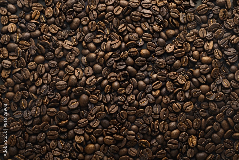 Rich Dark Roasted Coffee Beans - Textured Background with Aromatic Detail Rich Dark Roasted Coffee Beans - Textured Background with Aromatic Detail