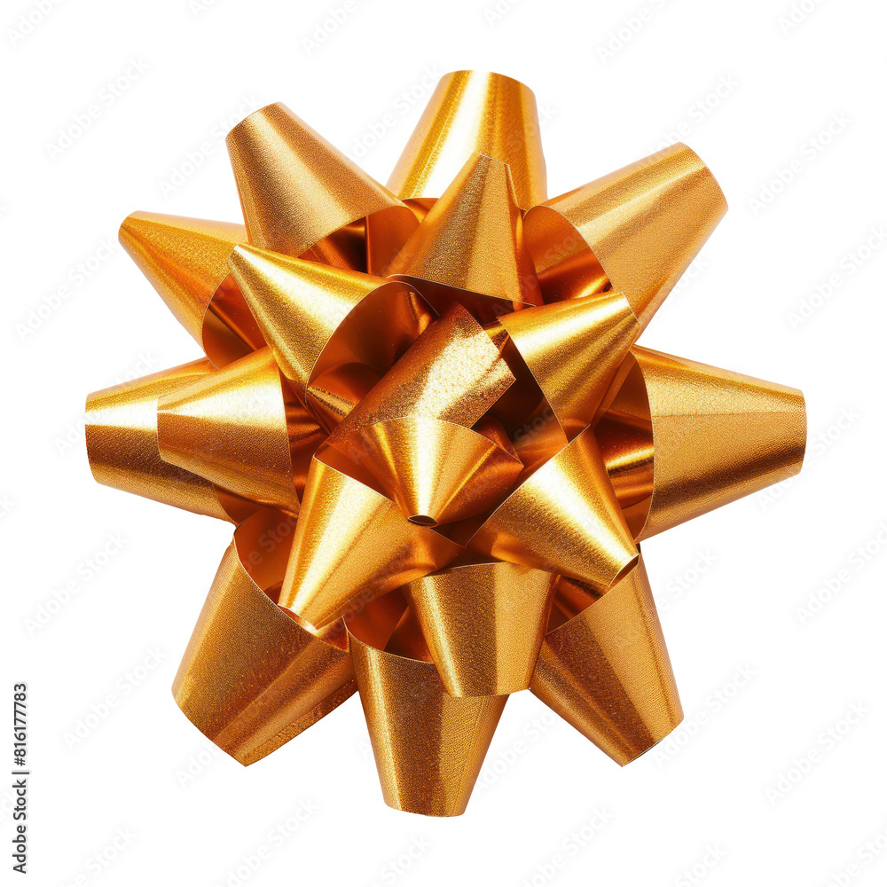 Big orange gift bow, gift decoration, gift ribbon, transparent background