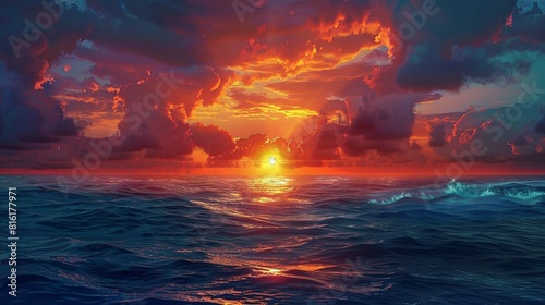 Fantastic sunset over ocean © Fatima