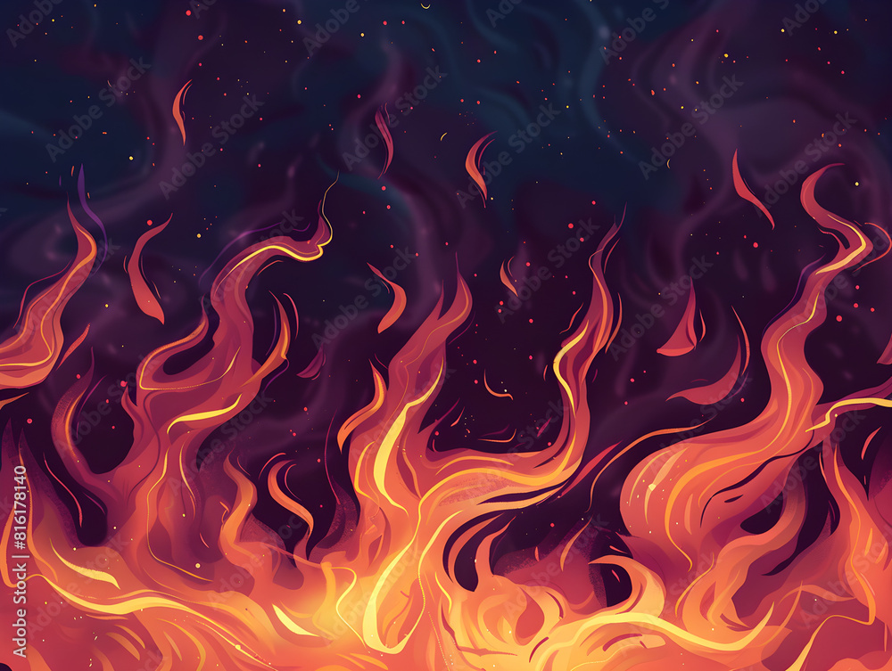Dynamic Illustrated Flames Against a Dark Starry Sky - Vivid Orange, Yellow, and Red Hues with Floating Embers and Sparks | Mesmerizing Abstract Patterns | Intense Heat and Motion | Digital Dynamic Illustrated Flames Against a Dark Starry Sky - Vivid Orange, Yellow, and Red Hues with Floating Embers and Sparks | Mesmerizing Abstract Patterns | Intense Heat and Motion | Digital