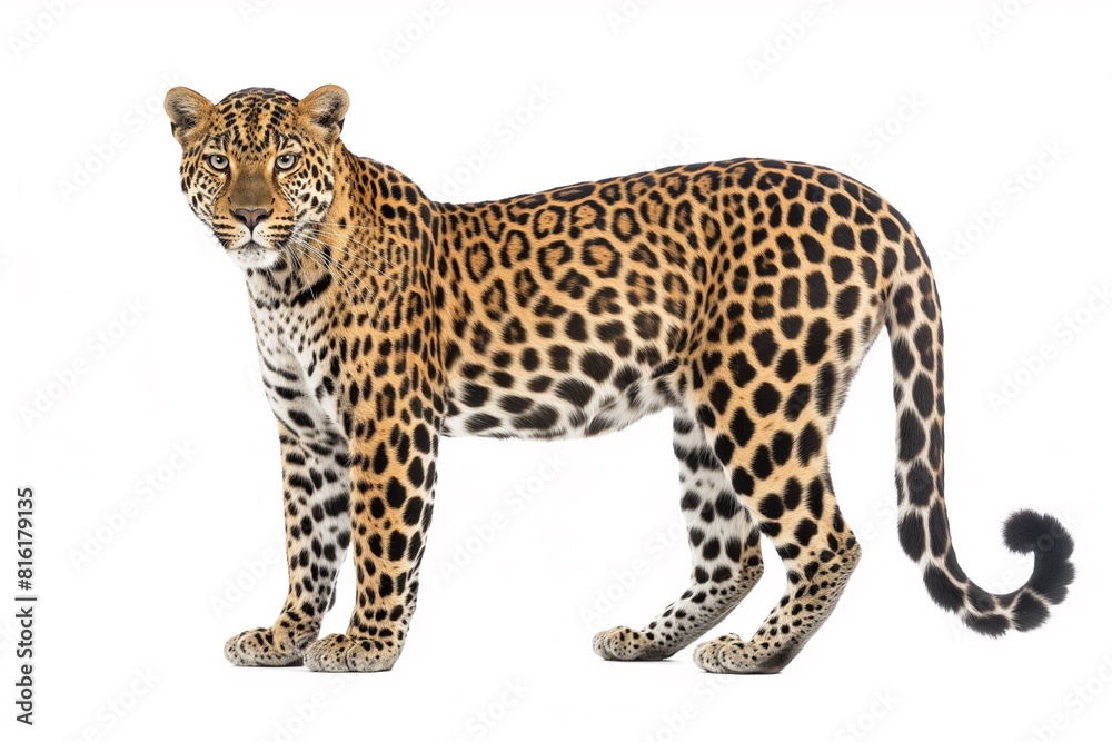 Naklejka premium A leopard isolated against a white background