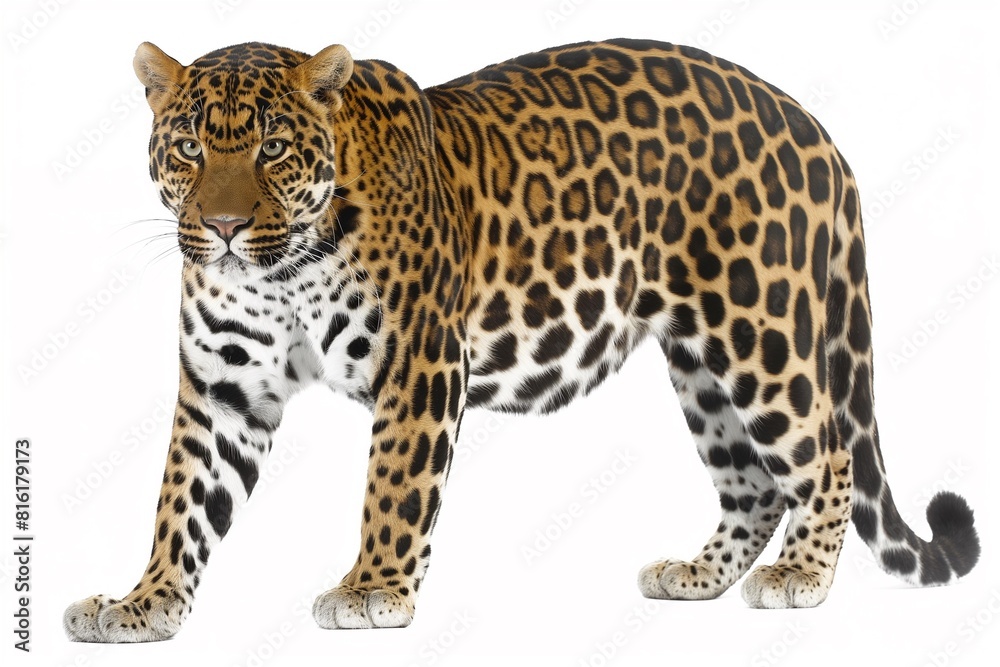 A leopard isolated against a white background A leopard isolated against a white background