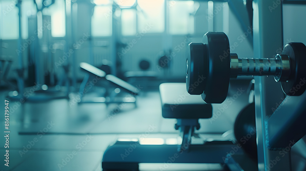 Modern light gym Sports equipment in gym : Generative AI Modern light gym Sports equipment in gym : Generative AI