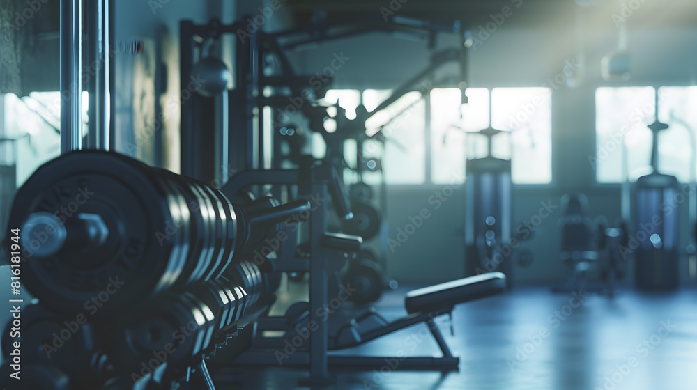 Modern light gym Sports equipment in gym : Generative AI Modern light gym Sports equipment in gym : Generative AI