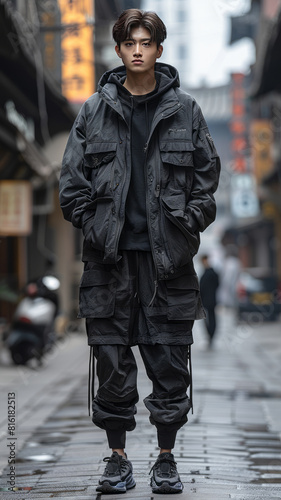Spring 2024 new fashion men's clothing, real shots, Chinese male model,generative ai © LomaPari2021