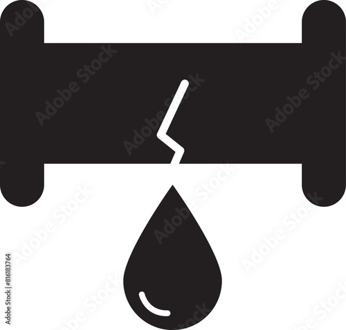 Leakage pipe icon flat vector illustration, crack and plumber, oil leak sign, vector graphics