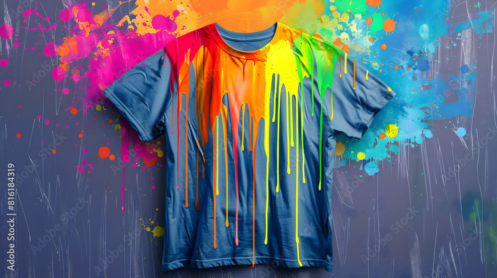 Rainbow-Colored Paint Drips on T-Shirts