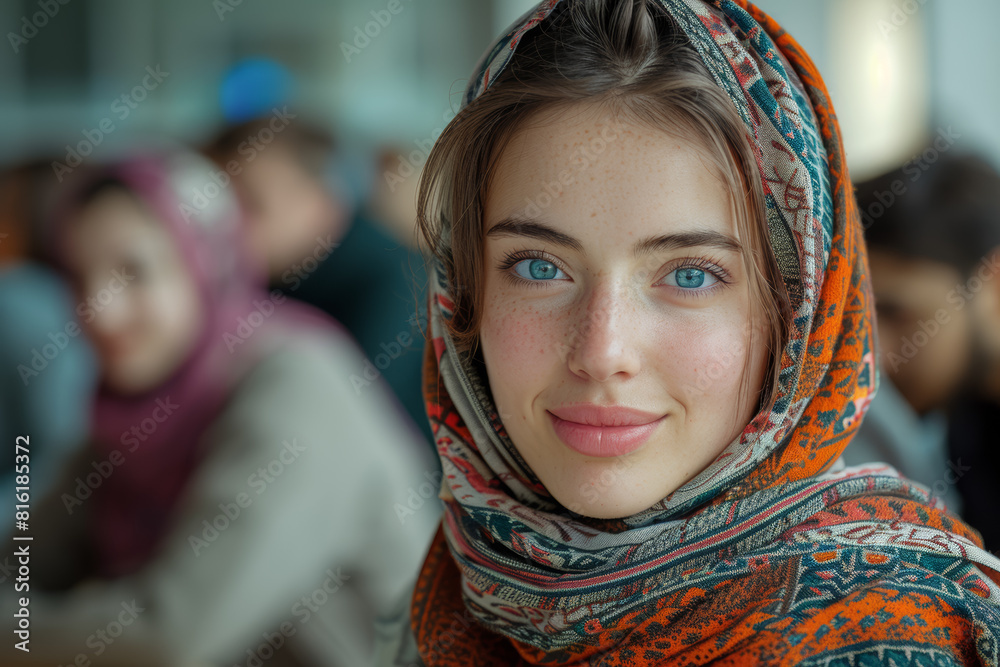 A group of students from different countries studying together in a classroom, fostering cross-cultural learning and understanding. Concept of global education and diversity. Generative Ai.