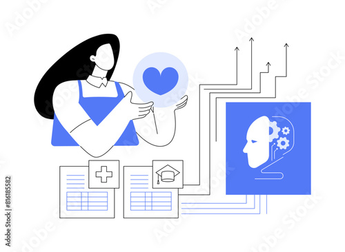 AI-Enhanced Social Services abstract concept vector illustration.