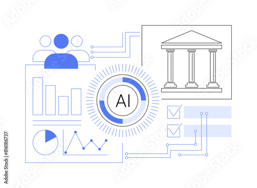 AI-Enhanced Policy Analysis abstract concept vector illustration.