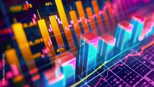 Display a bar chart depicting the top gainers and losers in the stock market for the current trading day, 4K stock market graph Background High-Quality Hyper-realistic Animation Video photo