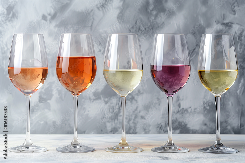 Naklejka premium Assorted Wine Glasses on Table