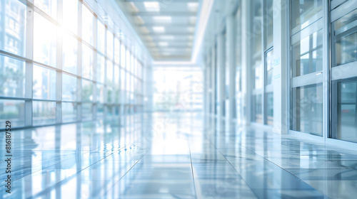 blurred for background office building interior empty hall in the modern office building empty open space office panoramic windows and beautiful lighting   Generative AI