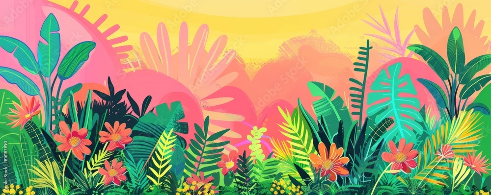 jungle field flat illustration. jungle field flat illustration.
