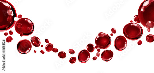  close up of many red blood cells isolated on white or transparent background photo