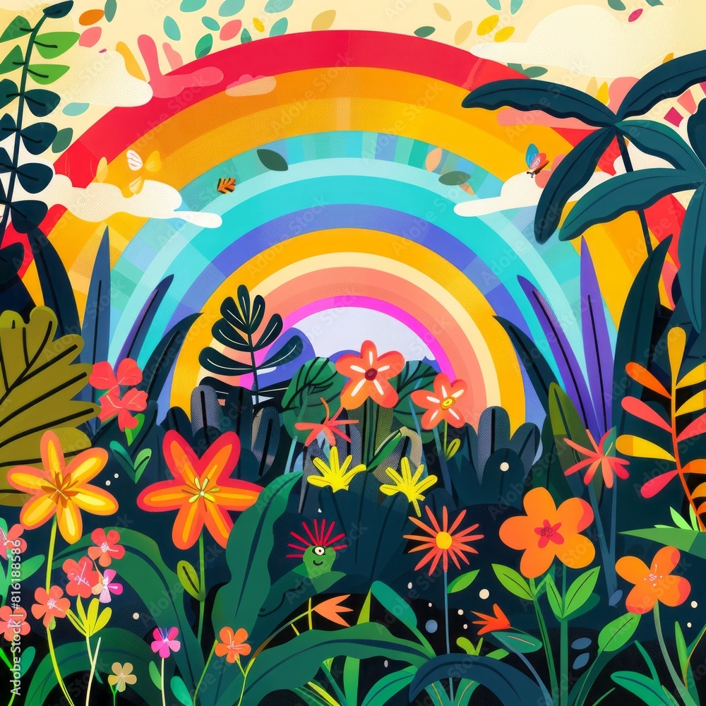 jungle field flat illustration. jungle field flat illustration.